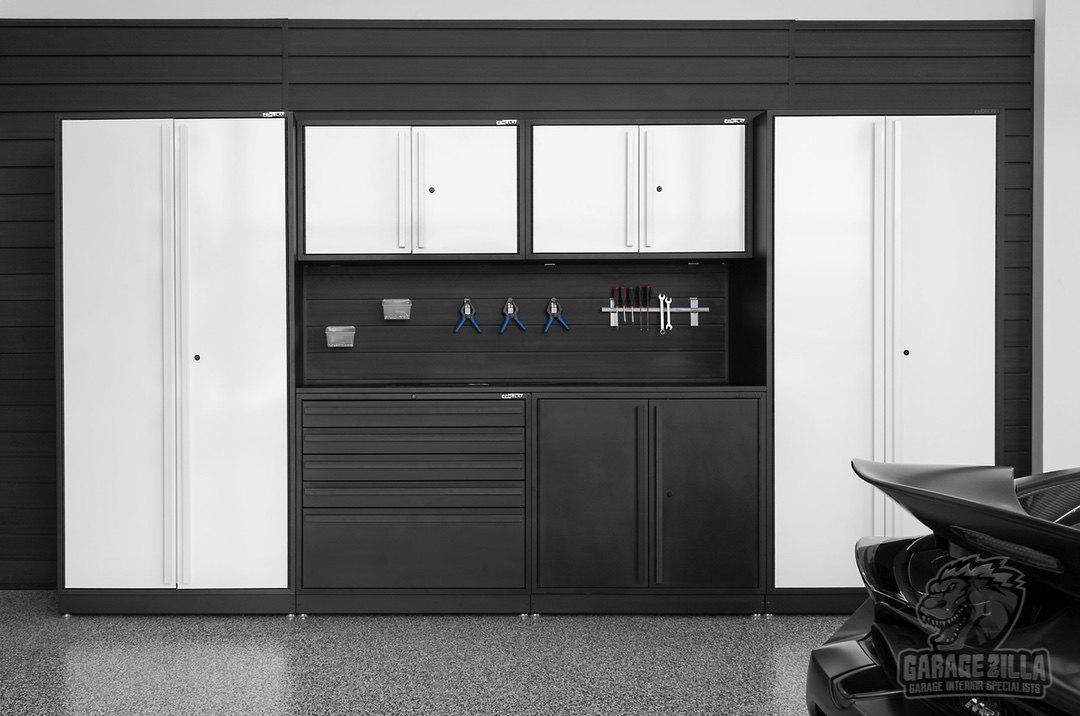 Black & White Metal Cabinets